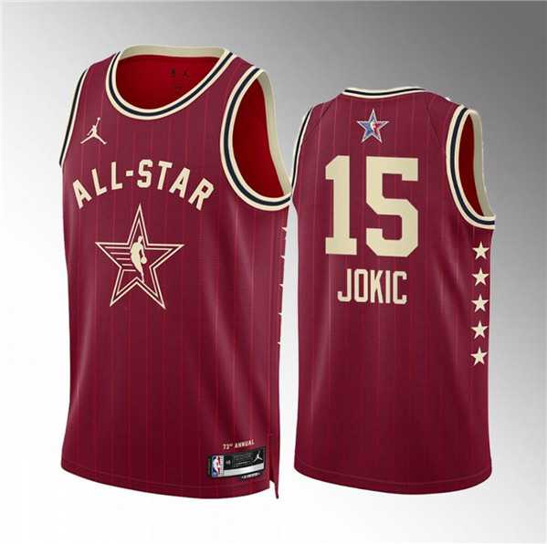 Mens 2024 All-Star #15 Nikola Jokic Crimson Stitched Basketball Jersey->2024 all star->NBA Jersey